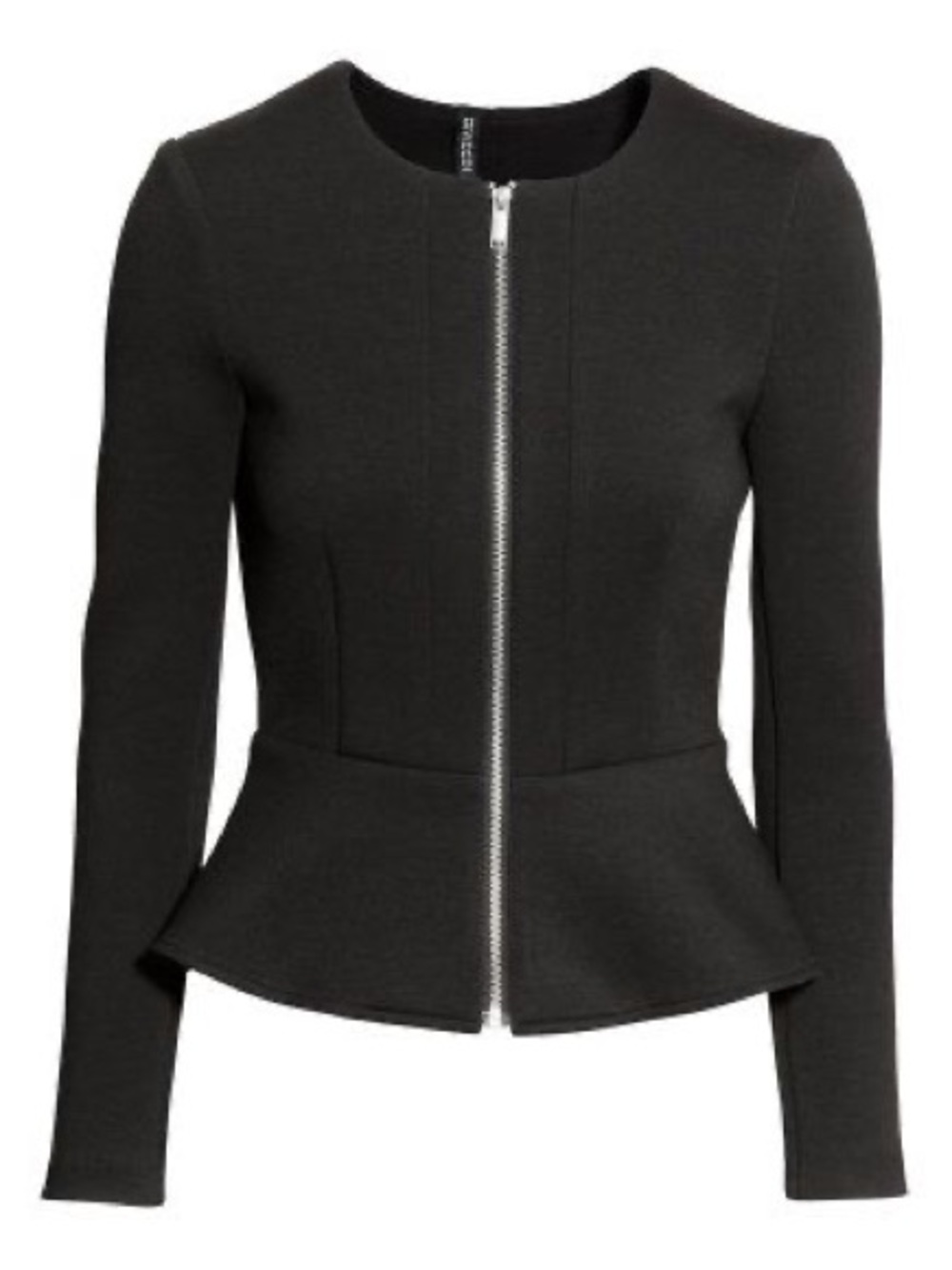 H&M Black Peplum Zip-Up Blazer